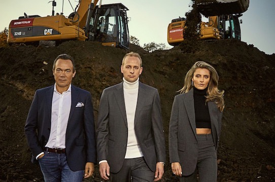 Schüttfix shareholders Thomas Hagedorn, Christian Hülsewig and Sophia Thomalla (from left). Photo: Schüttflix / andra photography.